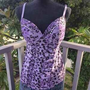 SOLD Vintage Y2k GLO Leopard Print Bustier Cami